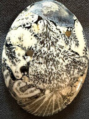 Dendritic agate cabochon Silver Back belt buckle  3 1/2" x 2 5/8" Ghostown 1987